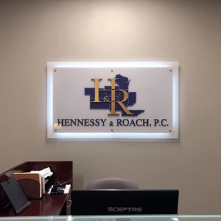 Interior Illuminated Dimensional Lobby Office Reception Sign for Hennessy & Roach | Overland Park, Kansas