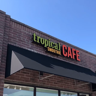 Channel Letters on Raceway for Tropical Smoothie Cafe in Kansas City, Missouri