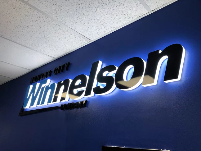 Interior Illuminated Sign for KC Winnelson