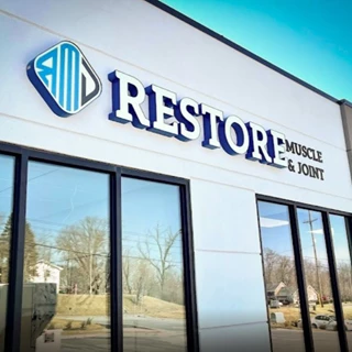 Exterior Illuminated Channel Letters for Restore Muscle & Joint in Kansas City, Missouri