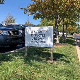 Exterior Metal Reflective Post and Panel Sign for Demdaco in Leawood, Kansas