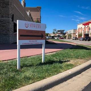 Exterior Post and Panel Wayfinding Sign for Carson Street Towers Apartments in Overland Park, Kansas