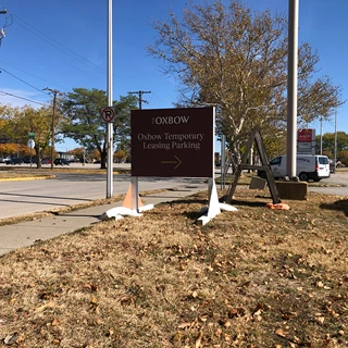 Exterior Post and Panel Sign for The Oxbow Apartments in North Kansas City, Missouri