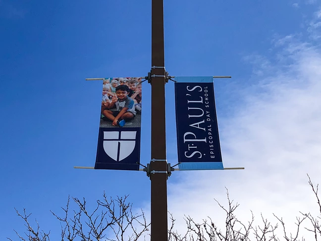 Exterior Pole Banners for St. Pauls Episcopal Day School in Kansas City, Missouri