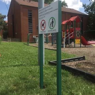 Exterior Aluminum Playground Post and Panel Sign for Northeast Community Center in Kansas City, Missouri