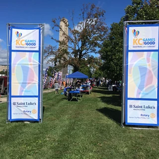 Vinyl Banners with Grommets for the Plaza Rotary Club for the 2017 KC Games for Good Event in Kansas City, Missouri