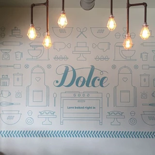 Cut Vinyl Wall Graphic for Dolce Bakery in Prairie Village, Kansas